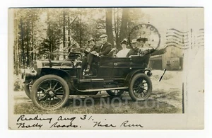Reading PA, automóvil, "bully roads", consultar horarios en la parte posterior, postal de 1907 RPPC - Imagen 1 de 2
