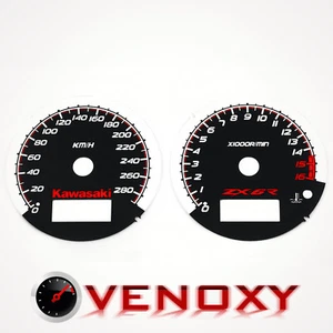 Kawasaki ZX6R Ninja 600 2000-2002 KM/H Aftermarket Black Gauge Faces - Picture 1 of 1