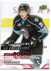 2018-19 Upper Deck CHL Hockey Star Rookie Exclusives /100 #307 Valtteri Kakkonen