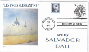 DALI 3 ELEPHANTS LES TROIS ELEPHANTINS FDC- DWc CACHET - Picture 1 of 1