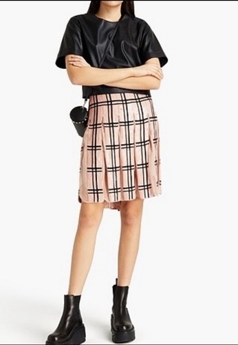 Gonna abito seta quadri paillettes rosa nero VALENTINO 4 nuova con etichetta