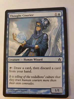 MTG Magic The Gathering Card Thought Courier Creature Human Wizard Blue Fifth Da - Image 1 of 2