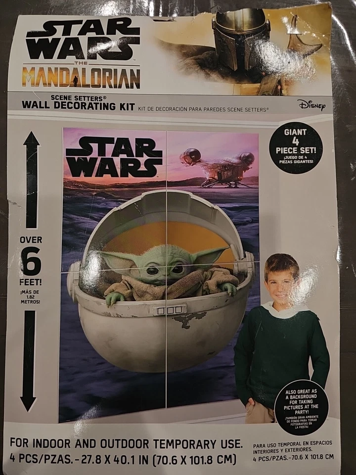 KIT DE DECORACIÓN DE PARED STAR WARS The Mandalorian ESCENA SETTERS ~ Fiesta de Cumpleaños Jedi Foto 1 de 4