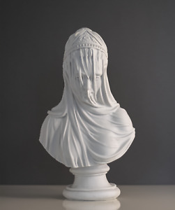 Large Veiled Lady Bust Statue, 13.7 Inches 35 cm, Mother Mary Bust Sculpture