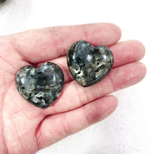2pcs Natural Black Flash Heart Reiki Gemstone Crystal Quartz Healing Decorate - Picture 1 of 7