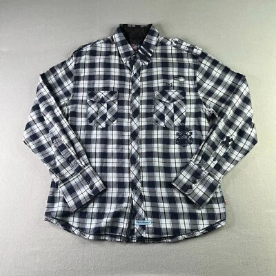 English Laundry Shirt Large Blue Plaid People's Army Button Up Long Sleeve Mens - Image 1 of 4