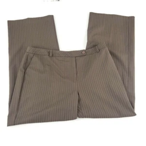 Norton McNaughton Womens Pants 18 Plus Straight Leg Brown Stripe Slash Pockets - Picture 1 of 8