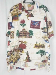 REYN SPOONER HAWAIIAN TRADERS DESIGN POLO MONUMENTS SHIRT SIZE L 100% COTTON - Picture 1 of 5