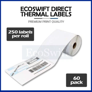60 Rollen EcoSwift 250 4 x6 Zebra 2844 Eltron Thermodirektdrucker 15000 Etiketten - Bild 1 von 8