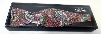 NEW IN BOX! TM Lewin pink paisley cotton Lee Manor self-tie adjustable bow tie - Image 1 of 4