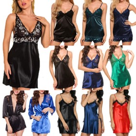 Sexy Womens Lingerie Silk Sleepdress Sleep Robe Boudoir Babydoll Nightwear Dress