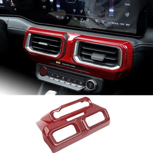 Red Carbon Fiber Inner Center Console Air Vent Cover Trim for 2024+ Ford Mustang - Picture 1 of 5