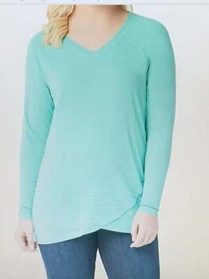 Isaac Mizrahi Live! Para mujer XS SOHO Raglán Slv Tulipán Dobladillo Suave Jade A351123u Foto 1 de 4