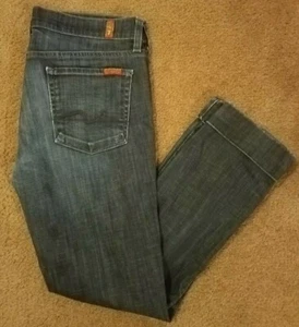 7 For All Mankind Edie Flood Cuffed Crop Stretch Jeans 30 Made In USA - Bild 1 von 6