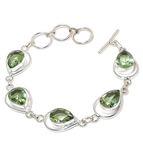 VALENTINO Bracciale gioielli in argento sterling 925 fatto a mano con pietre preziose ametista verde misura 7 8