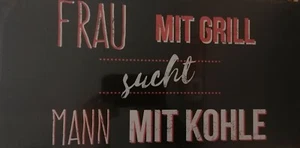 Eurographics DECO SIGN - Frau mit Grill sucht Mann... - Deko Schild, Sprüche - Bild 1 von 1