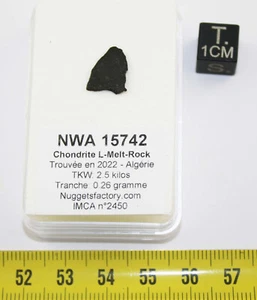 Tranche Meteorit Nwa 15742 - L-MELT-ROCK (Algerien - 0.26 Gram - 006) - Picture 1 of 9