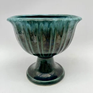 Vintage Hull Pedestal Planter #A55 USA Green Blue Drip Glaze MCM Flower Pot - Picture 1 of 10