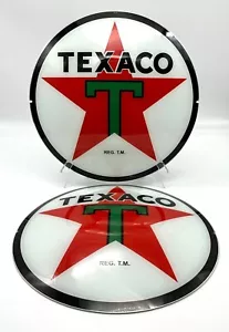 TEXACO STAR 13,5" Pompa Gas Globo Vetro Facce/Lenti (SET DI 2) SPEDIZIONE GRATUITA! - Foto 1 di 1
