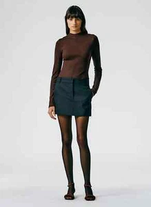 TIBI Heavy Wool Plainweave Mini Trouser Skirt Black Short WOF Classic Zip 2 - Picture 1 of 3