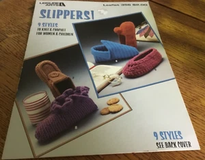 Leisure Arts SLIPPERS 9 styles Knit & Crochet Women & Children #356 Leaflet - Picture 1 of 3