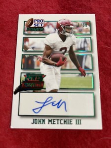 John Metchie III 2021 Leaf Pro Set Power - Green  Auto 1/50 Houston Texans
