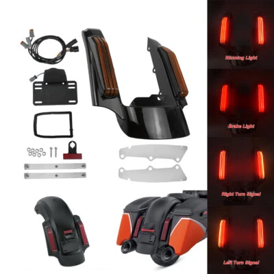 Guardabarros trasero fascia con lente ámbar luz LED para Harley Touring Road Street Glide Foto 1 de 4
