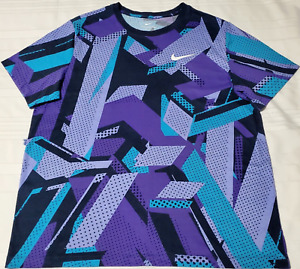 Nike Men's T-shirt XL DRI-FIT Graphic All Over Print Purple Blue  DM6253 550 EUC