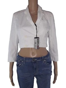 Avirex Damen Kurzjacke Weiß Baumwolle Doppelbrust Casual Größe Small - Bild 1 von 9