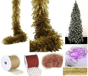 GHIRLANDA FESTONE ORO NATALE Cm.270 SPECIALE CARTA-POLIESTERE SUPER FOLTA DN1321 - Picture 1 of 1