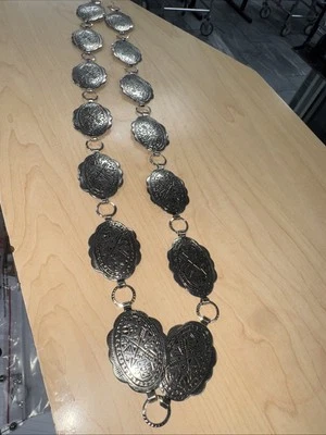 Silver Tone Metal Chain Belt Adjustable Up To 37" Unbranded  - Изображение 1 из 3