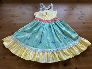 Wild Flowers Girls 6 Approx All Them Chickens Sundress Ruffled Smocked - Picture 1 of 11