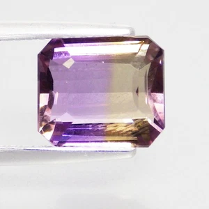 3.10 Cts JOYFUL (9 x 7 mm) EMERALD CUT BOLIVIA TOP BI-COLOR NATURAL AMETRINE GEM - Picture 1 of 7