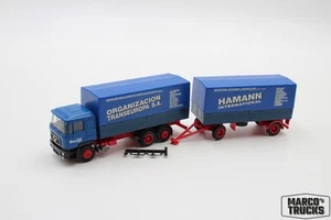Herpa MAN F90 camion rimorchio "Hamann Spagna Turkey Tunisia ecc" 1:87/HU21257 - Foto 1 di 1