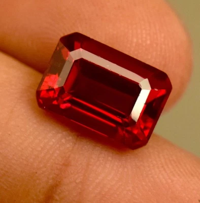 Mozambique Red Ruby Certified  6.65 Emerald Cut Loose Gemstone For Ring Use - Image 1 of 4