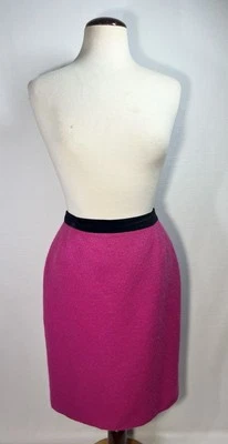Falda Lápiz ESCADA Hot Rosa Tweed Tejido Lana Negro Terciopelo Cintura Talla 38 Foto 1 de 4