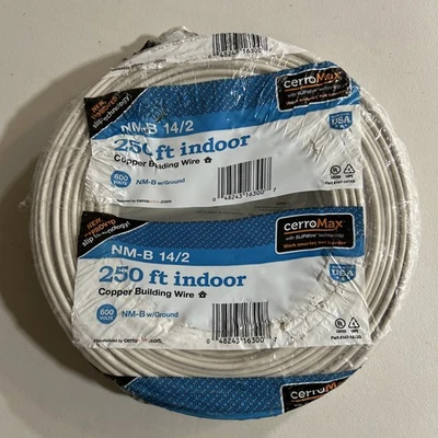 CerroMax NM-B 14/2 Copper Building Wire Ground Indoor 250 Ft 600 Volts New USA - Image 1 of 4