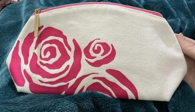 Bolso de Maquillaje Cosméticos de Lona Estampado Rosa Blanco LANCOME NUEVO Sin Etiquetas Foto 1 de 3