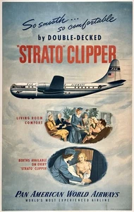 Póster Original Vintage PAN AM STRATO CLIPPER Aerolínea Viajes Turismo LINO - Imagen 1 de 5