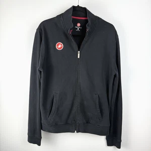 Castelli Cycling Sweater Men's Large Black Full Zip LS Cotton Blend Sweatshirt - Picture 1 of 9
