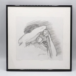 Dibujo en papel artista firmado enmarcado artista conocido 14x14 - Imagen 1 de 4