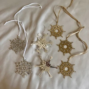 Snowflake Ornaments Set of 7 (5 has Swarovski Crystals) AS IS READ! - Picture 1 of 12