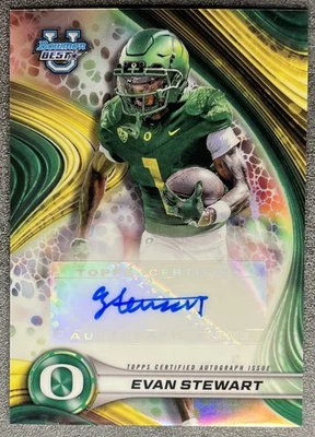 Evan Stewart 2024 Bowman U Best Prospect Refractor Auto Oregon WR - Image 1 of 2
