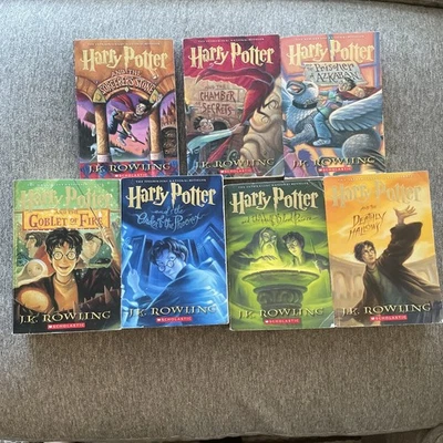 Harry Potter Paperback Book Complete Scholastic Set 1-7 JK Rowling 1st Print - Image 1 of 4