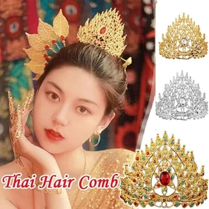 1 Pc Crown Rhinestone Thai Crown Shiny Princess Hair Comb  Dress Accessories - Picture 1 of 15