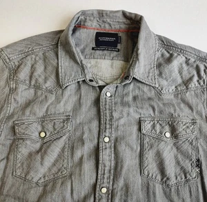 Scotch Soda Amsterdams Blauw Shirt Mens XXL Gray Pearl Snap Up Denim Long Sleeve - Picture 1 of 11