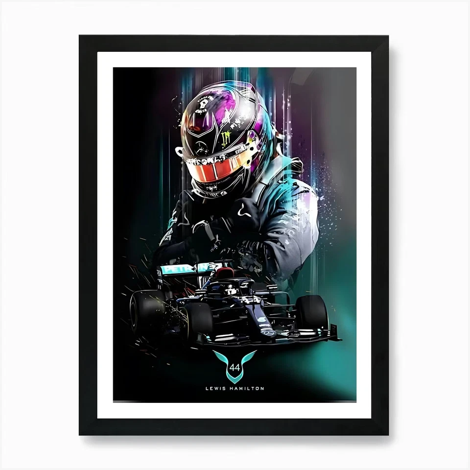 Mercedes F1 Driver - Lewis Hamilton Framed Wall Art Poster Canvas Print Picture - Image 1 of 1