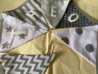 Handmade Personalised Bunting "THEO" Gift Baby Toddler SILVER