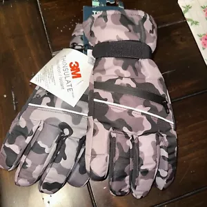 Tek Gear Men's Ski Gloves S/M GRY CAMO Resist. Touchscreen Warm Gear - Picture 1 of 5