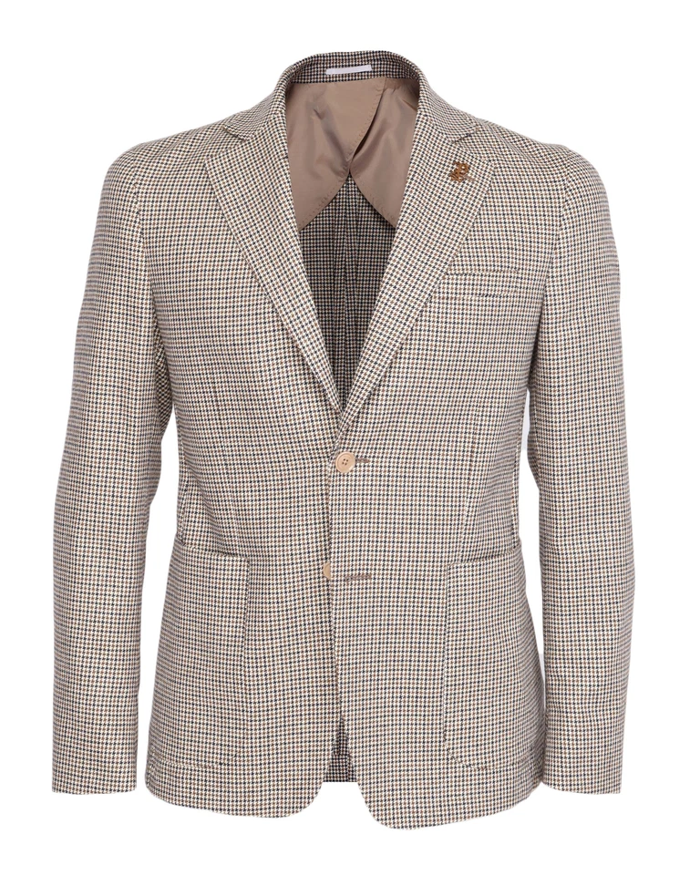 NWT PAL ZILERI BLAZER sport coat beige wool houdstooth luxury Italy 50 us 40 - Image 1 of 4